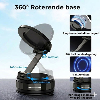 Magnetisk sugpropp – Vikbar 360° mobilhållare med vakuumlås