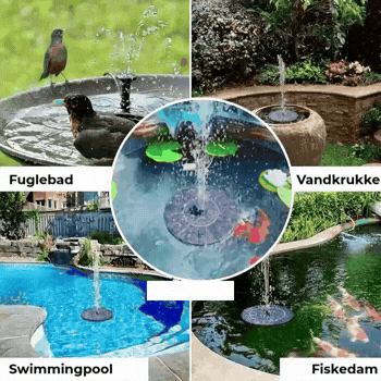 SolFontæne™ Solcelledrevet springvandspumpe til havedam og fuglebad