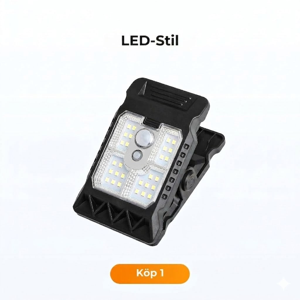 Solcells-klämlampa med rörelsesensor