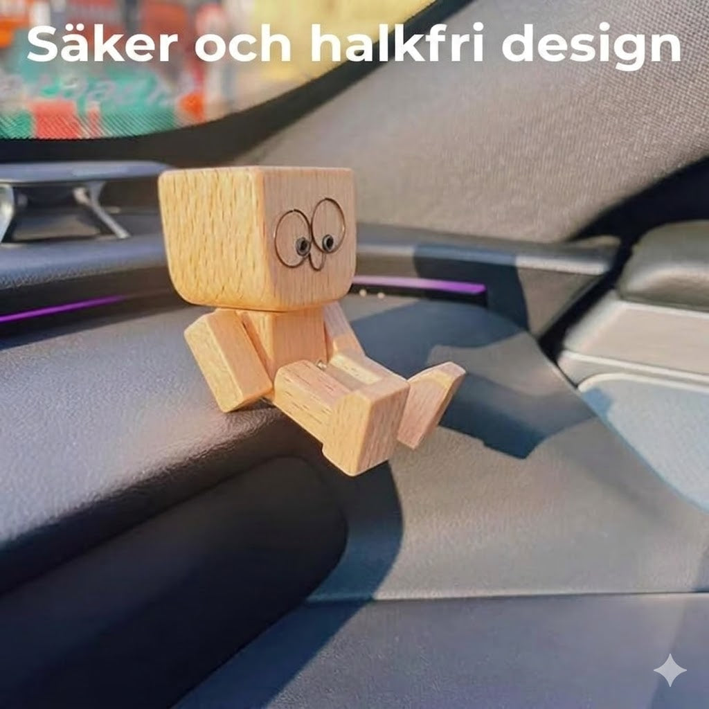 Charmig liten träfigur med 12 magnetiska ansiktsuttryck