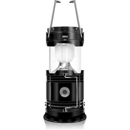 Solcellsdriven + USB-campinglykta och ficklampa