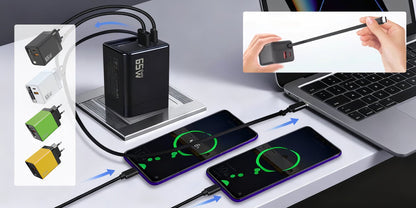 65W retractabel 3-i-1 snabbladdare