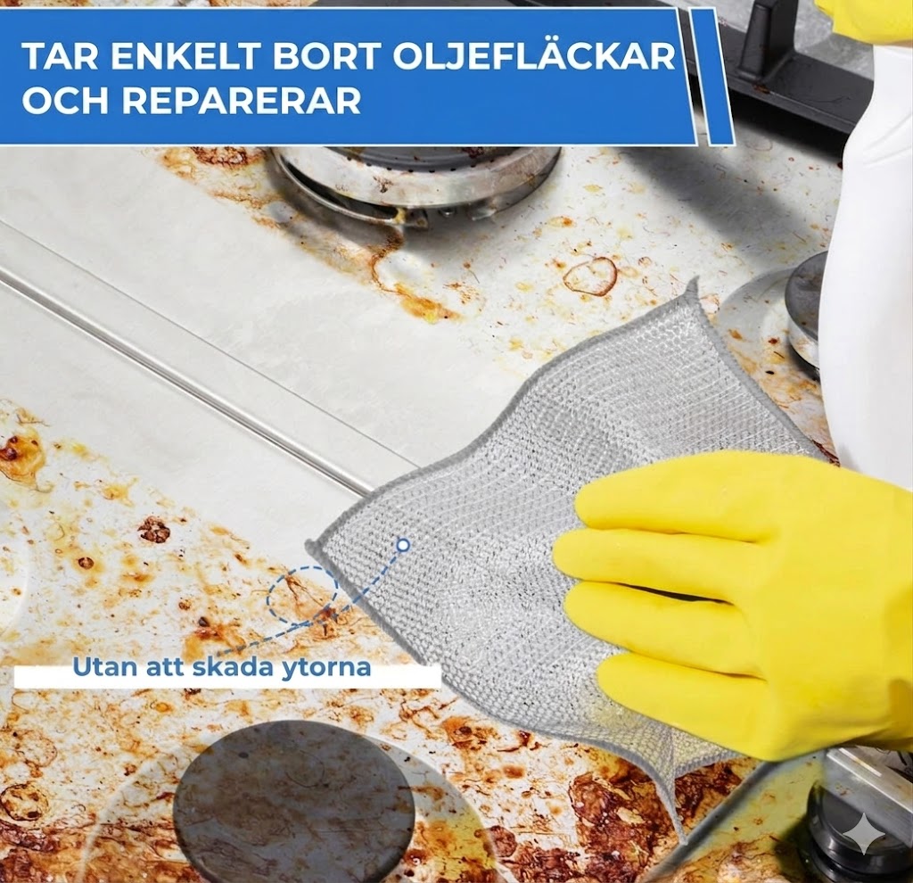 Återanvändbara disktrasor i metallnät (10-pack) – Tar effektivt bort smuts och är skonsamma mot ytor