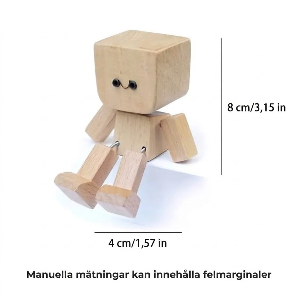 Charmig liten träfigur med 12 magnetiska ansiktsuttryck