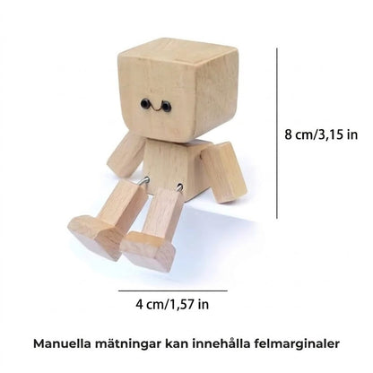 Charmig liten träfigur med 12 magnetiska ansiktsuttryck