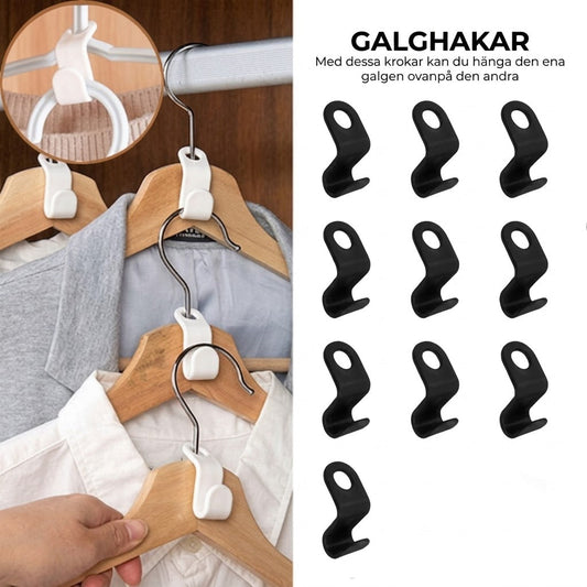 Platsbesparande hängarkrogar för galgar (10-pack)