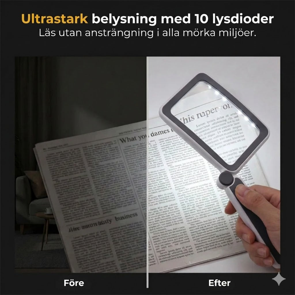 Handförstoringsglas med inbyggd lampa