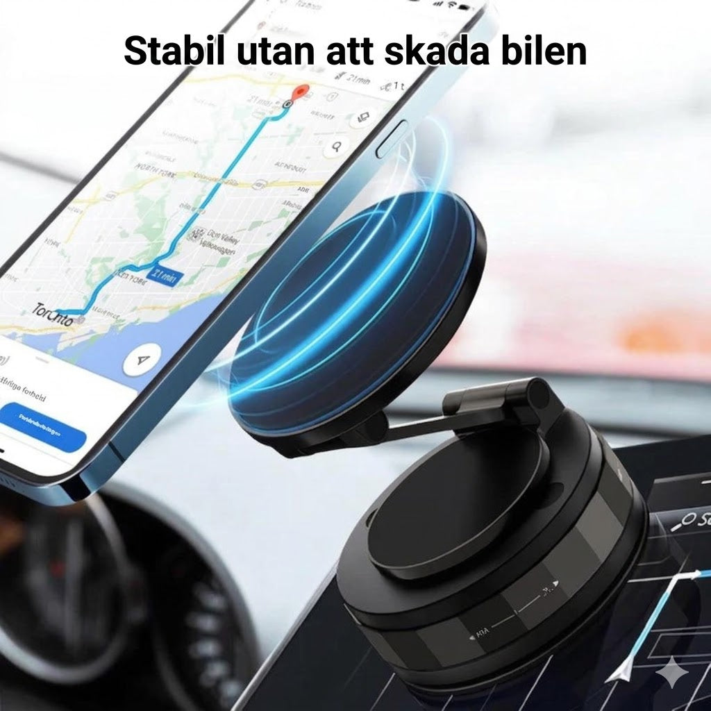 Magnetisk sugpropp – Vikbar 360° mobilhållare med vakuumlås