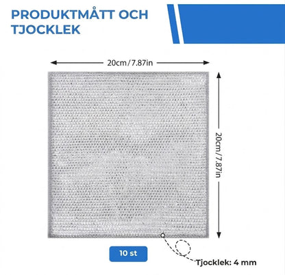 Återanvändbara disktrasor i metallnät (10-pack) – Tar effektivt bort smuts och är skonsamma mot ytor