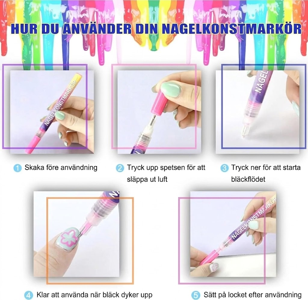 Nail Art Marker™ | Markörpenna för tunna & breda linjer | För skarpa detaljer och fylliga färgytor