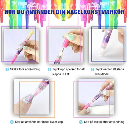 Nail Art Marker™ | Markörpenna för tunna & breda linjer | För skarpa detaljer och fylliga färgytor