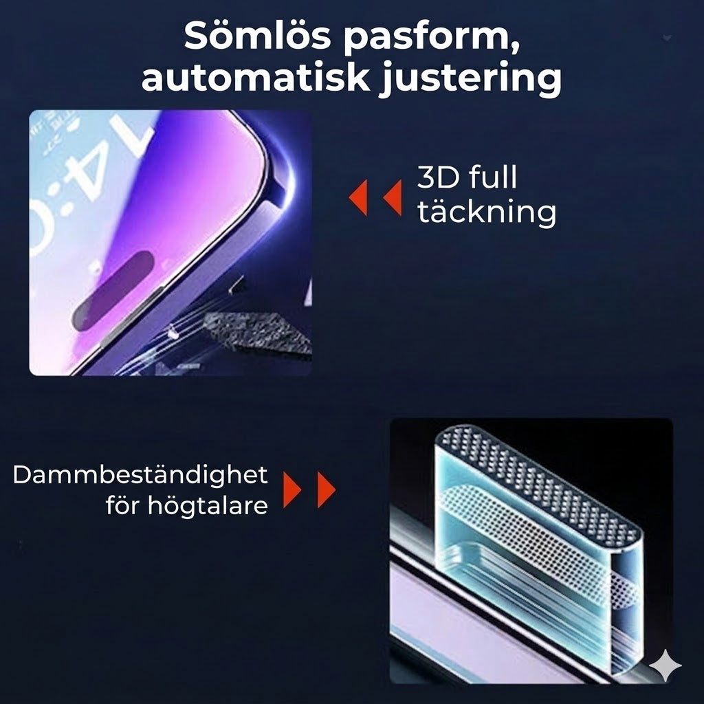 iPhone Skyddskit – Dammfritt Skärmskydd i Härdat Glas