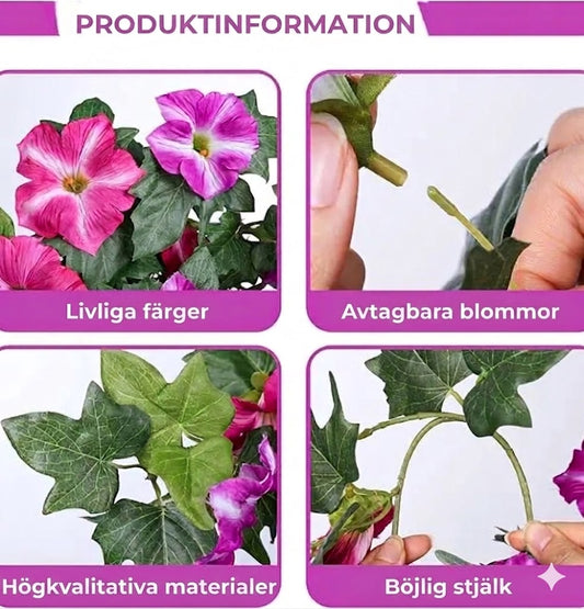 Konstgjorda petunior (bukett) – För inomhus- och utomhusbruk