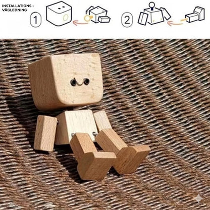 Charmig liten träfigur med 12 magnetiska ansiktsuttryck