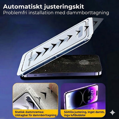 iPhone Skyddskit – Dammfritt Skärmskydd i Härdat Glas