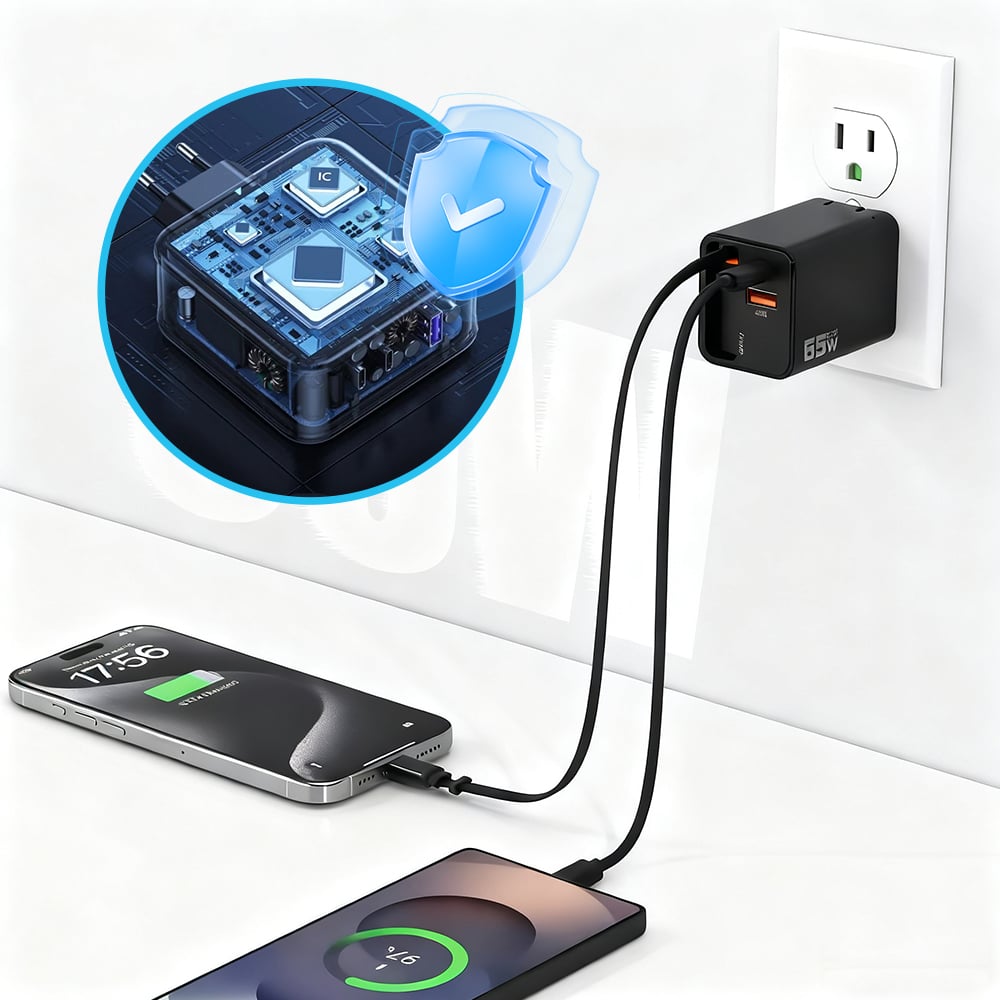 65W retractabel 3-i-1 snabbladdare