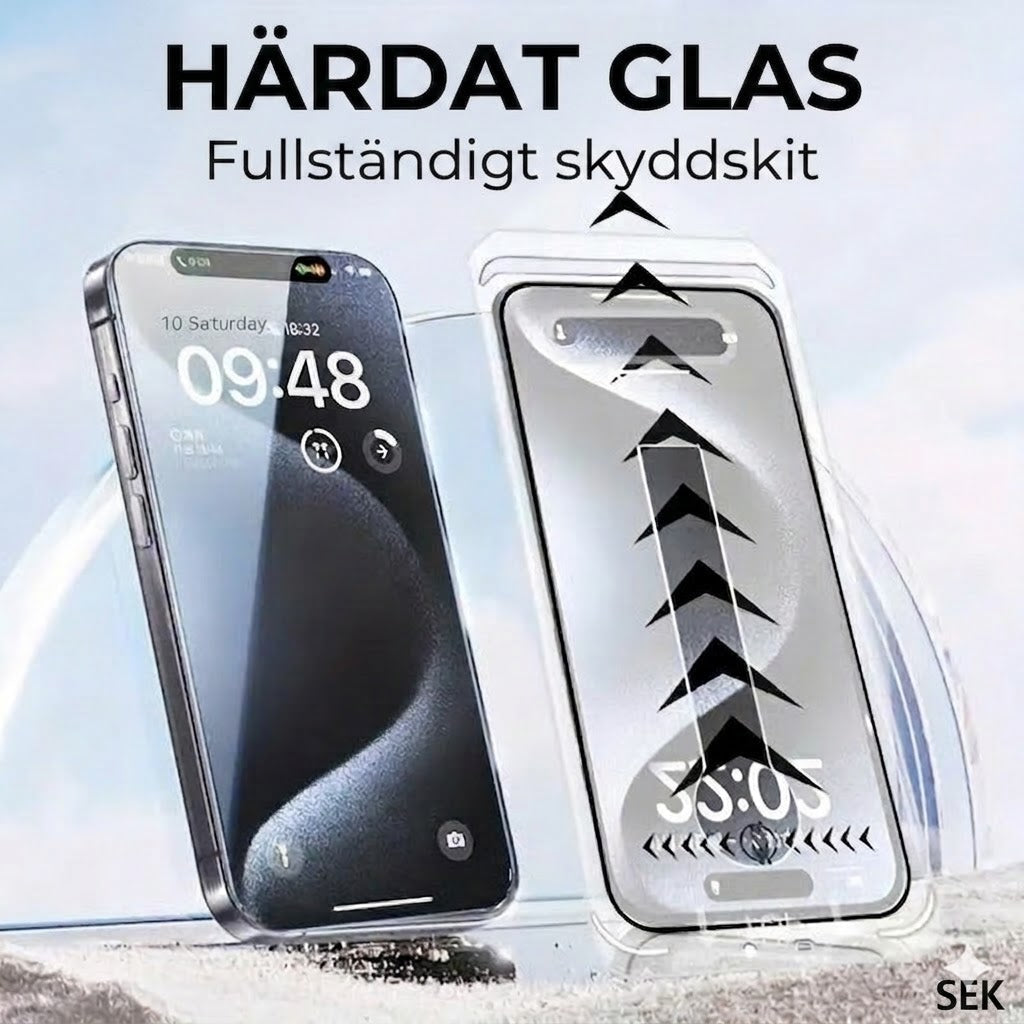 iPhone Skyddskit – Dammfritt Skärmskydd i Härdat Glas