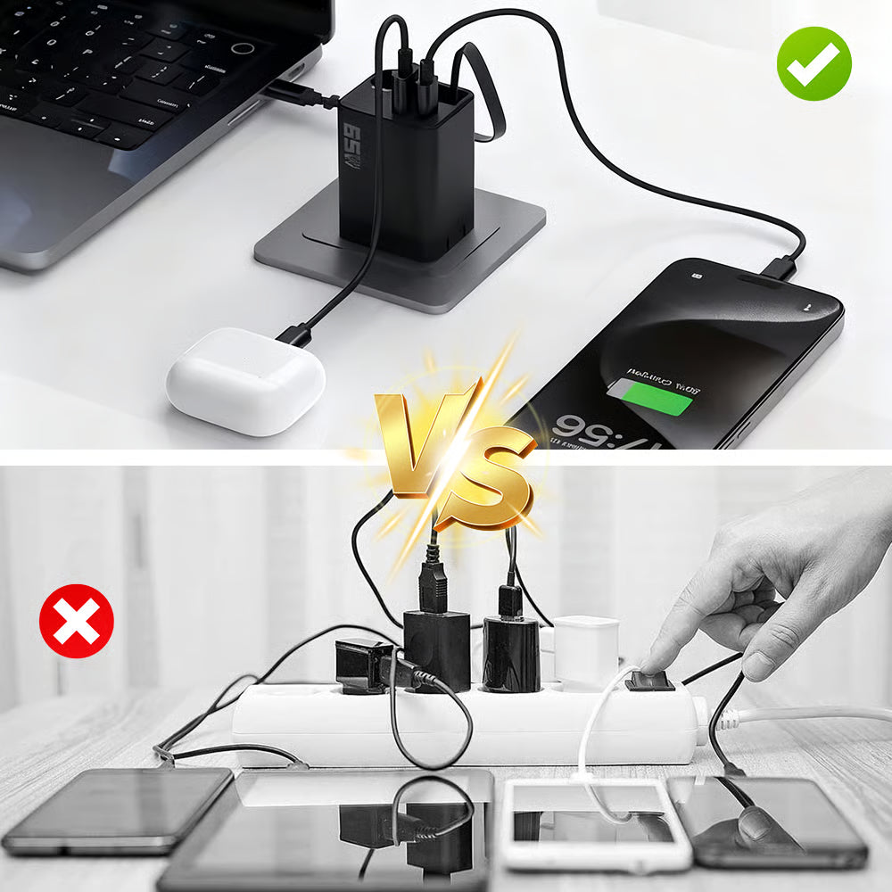 65W retractabel 3-i-1 snabbladdare