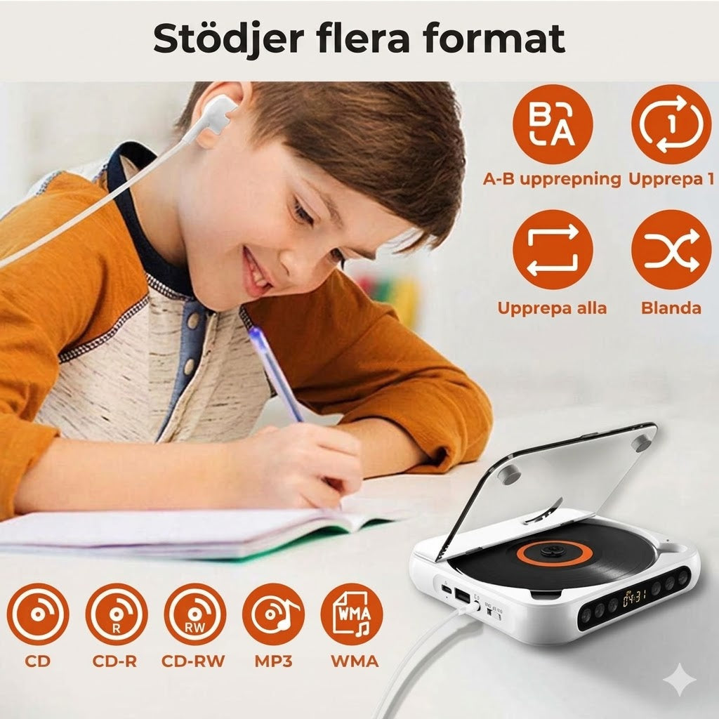 Bärbar cd-spelare med Bluetooth