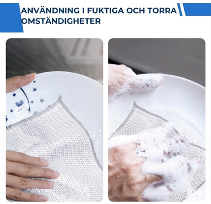 Återanvändbara disktrasor i metallnät (10-pack) – Tar effektivt bort smuts och är skonsamma mot ytor