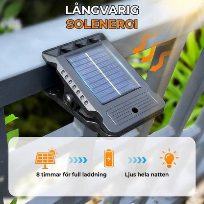 Solcells-klämlampa med rörelsesensor