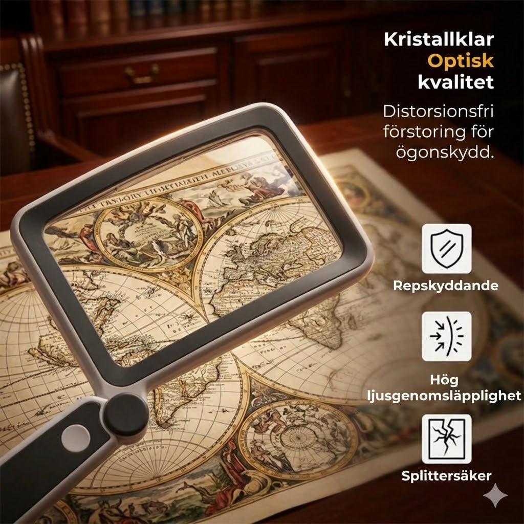 Handförstoringsglas med inbyggd lampa