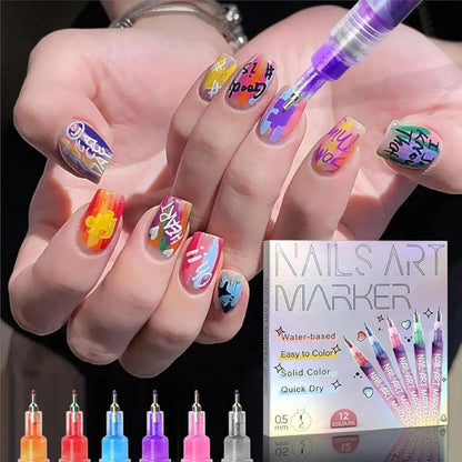 Nail Art Marker™ | Markörpenna för tunna & breda linjer | För skarpa detaljer och fylliga färgytor